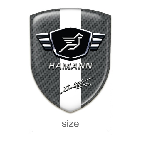 Hamann Self Adhesive Emblem Logo Carbon Base White Ribbon 