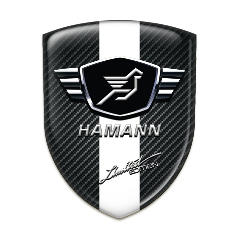 Hamann Silicone Emblem Black carbon with White Ribbon 
