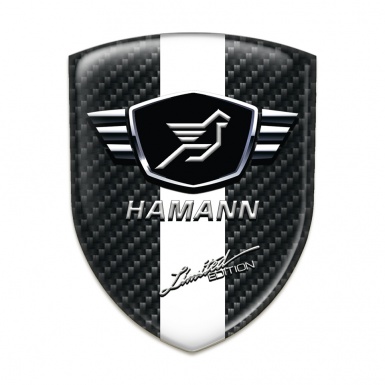 Hamann 3D Gel Emblem Dark Carbon with White Ribbon 