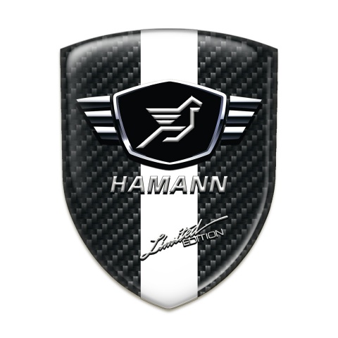 Hamann 3D Gel Emblem Dark Carbon with White Ribbon 
