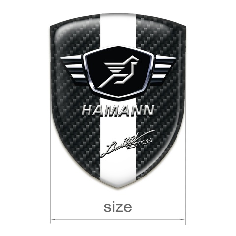 Hamann 3D Gel Emblem Dark Carbon with White Ribbon 