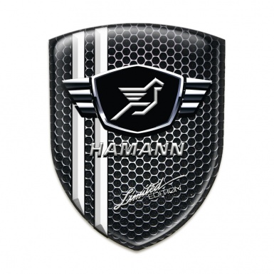 Hamann Car Accessories Badge Perforated Steel Base with White Stripes 