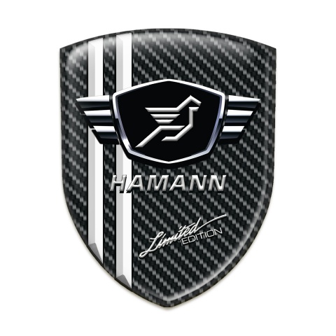 Hamann Self Adhesive Car logo Emblem Black Carbon Base White Stripes 