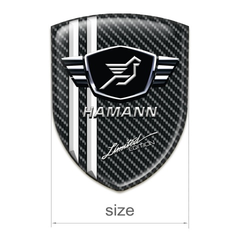 Hamann Self Adhesive Car logo Emblem Black Carbon Base White Stripes 