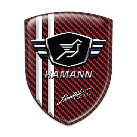 Hamann Car Interior Badge Red Carbon Base with White Stripes 