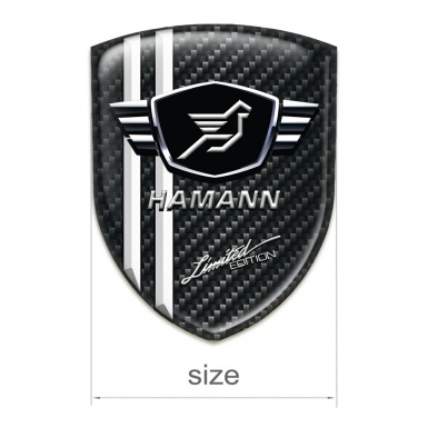 Hamann Silicone Car Decal Badge Dark Carbon Base with White Stripes 