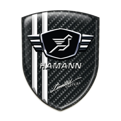 Hamann Silicone Car Decal Badge Dark Carbon Base with White Stripes 