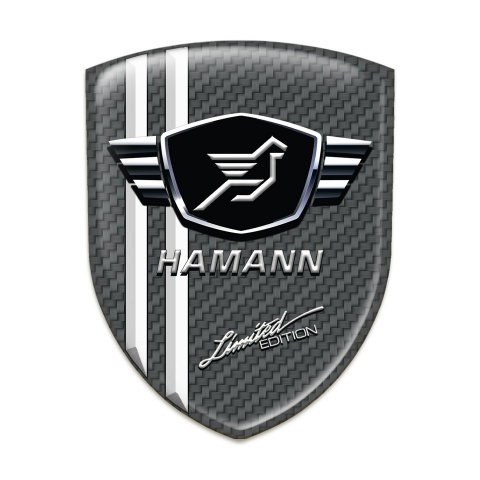 Hamann Emblem Badge Logo Carbon Base with White Stripes 