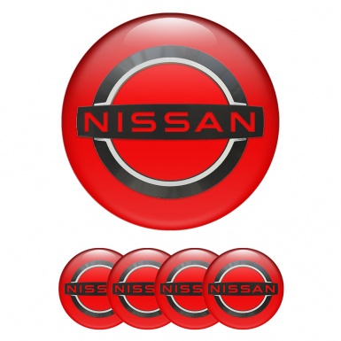 Nissan Emblems for Wheel Center Caps Red