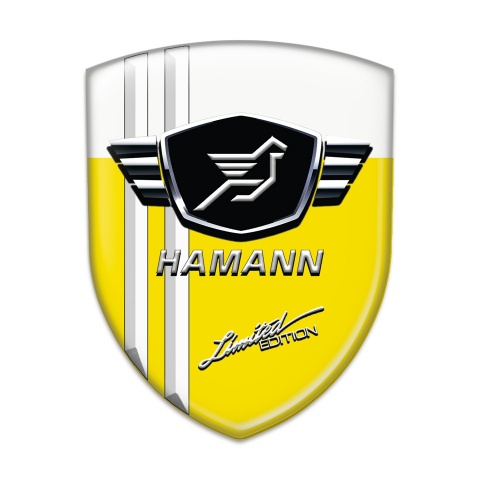 Hamann Emblem Badge Logo Yellow White Base White Stripes 