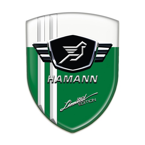 Hamann Self Adhesive Emblem Logo Green White Base with White Stripes 