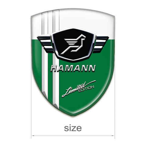 Hamann Self Adhesive Emblem Logo Green White Base with White Stripes 