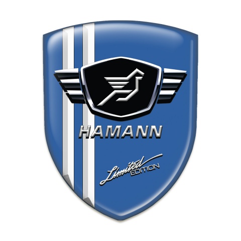 Hamann 3D Gel Emblem Blue Base with White Stripes 