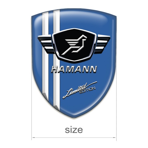 Hamann 3D Gel Emblem Blue Base with White Stripes 
