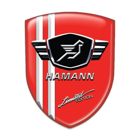 Hamann Emblem Exterior Red Base with White Stripes 
