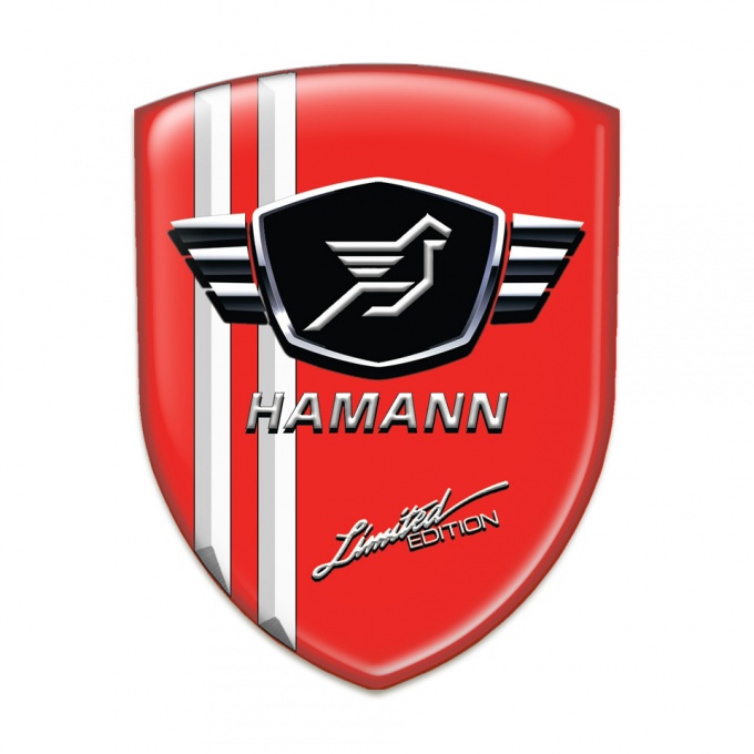 Hamann Emblem Exterior Red Base with White Stripes 