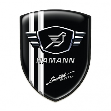 Hamann Car Accessories Badge Black Base with White Stripes 