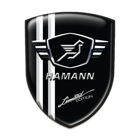 Hamann Car Accessories Badge Black Base with White Stripes 