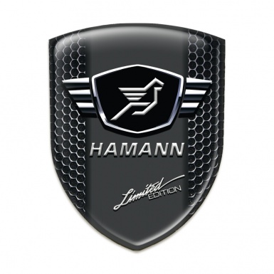 Hamann Self Adhesive Car logo Emblem Perforated Steel Base with White Stripes 