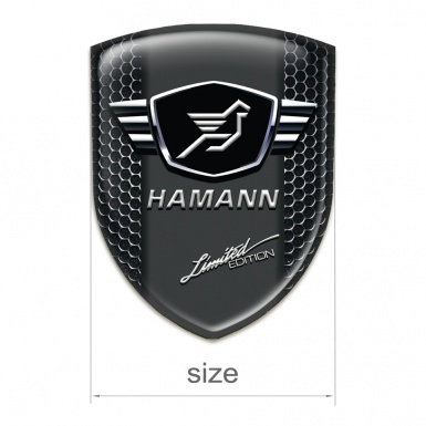 Hamann Self Adhesive Car logo Emblem Perforated Steel Base with White Stripes 