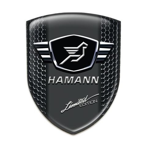 Hamann Self Adhesive Car logo Emblem Perforated Steel Base with White Stripes 