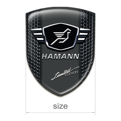 Hamann Self Adhesive Car logo Emblem Perforated Steel Base with White Stripes 
