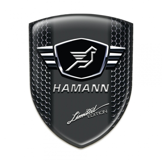 Hamann Self Adhesive Car logo Emblem Perforated Steel Base with White Stripes 