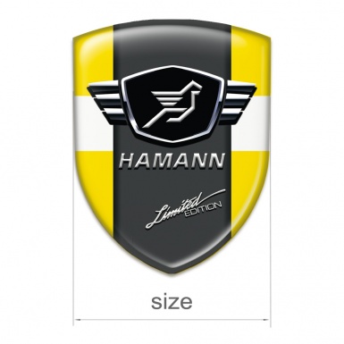 Hamann Self Adhesive Emblem Logo Yellow with White Tape Base Dark Logo panel 