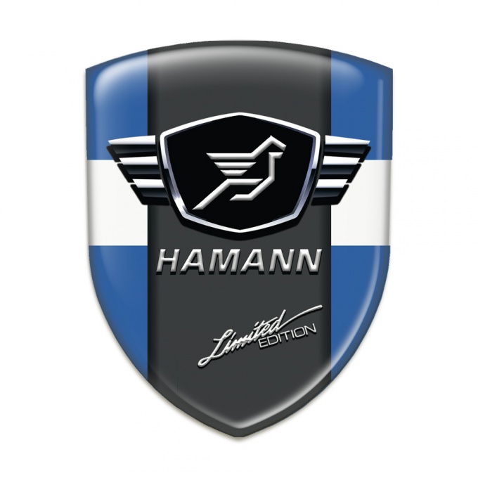 Hamann Domed Emblem Blue with White Tape Dark Logo Panel 