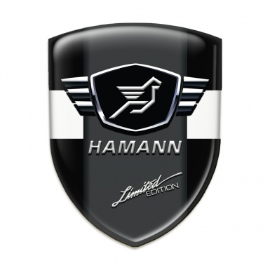 Hamann 3D Gel Emblem Black wiith White Band and dark Logo Panel