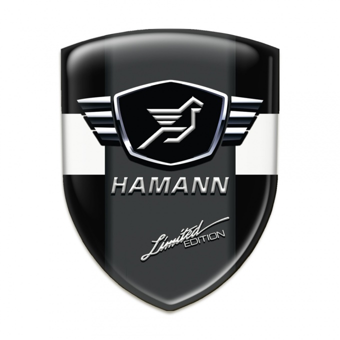 Hamann 3D Gel Emblem Black wiith White Band and dark Logo Panel