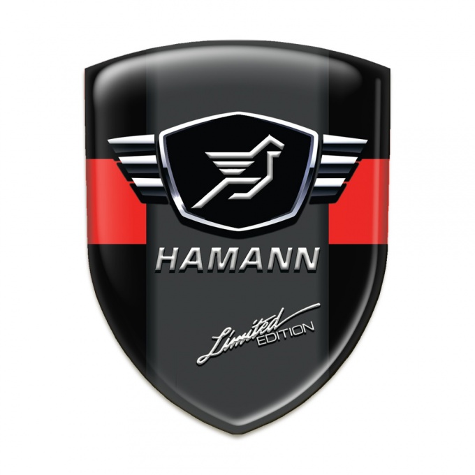Hamann Emblem Exterior Black with Red tape and Dark Logo Panel 