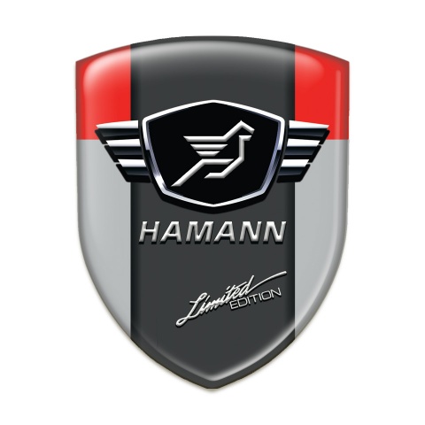 Hamann Self Adhesive Car logo Emblem Grey Red with dark Logo panel 