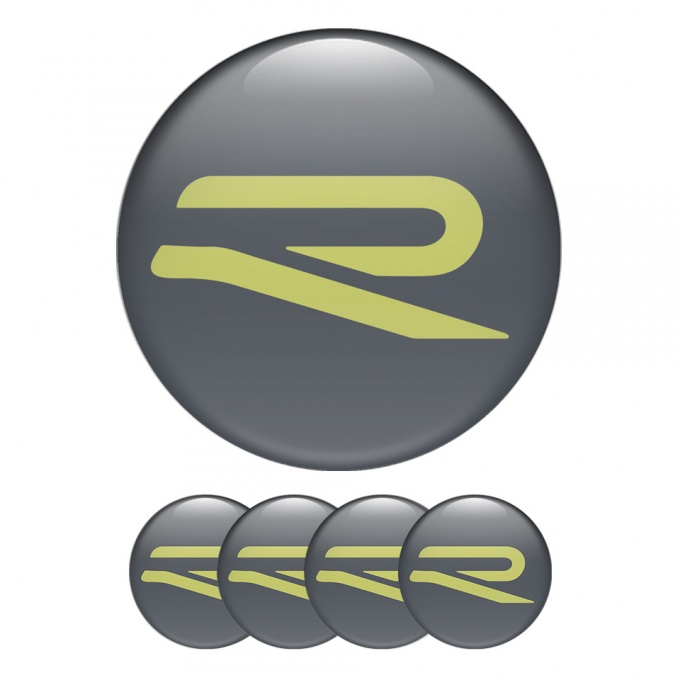 VW R Line Emblems for Wheel Center Caps Dark Grey Edition