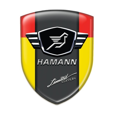 Hamann Silicone Car Decal Badge Yellow Red with dark Logo Panel 
