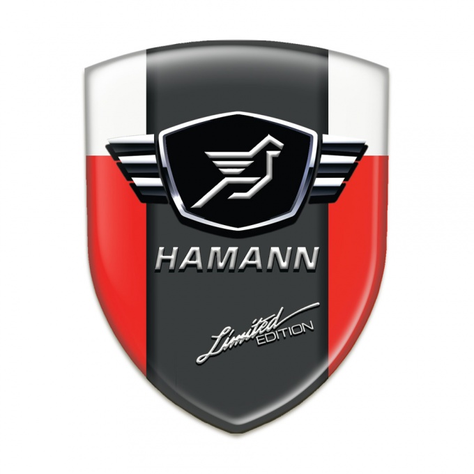 Hamann Emblem Badge Logo Red White with dark Logo Panel 