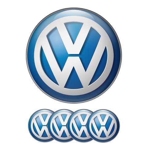 VW Volkswagen Wheel Center Cap Domed Stickers 3D Blue
