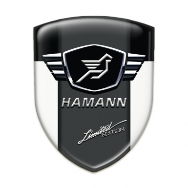 Hamann Self Adhesive Car logo Emblem White Black with dark Logo Panel 