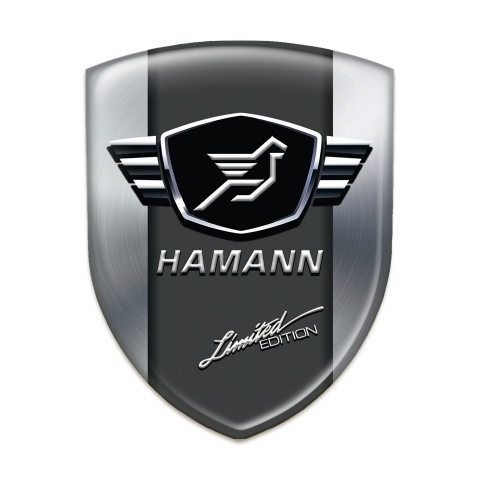 Hamann Silicone Badge Silver with Dark Logo Panel 