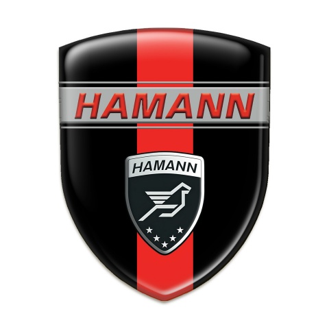 Hamann Silicone Badge Black with Red Band and Red inscription