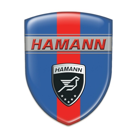 Hamann Emblem Badge Logo Blue with Red Band and Red inscription