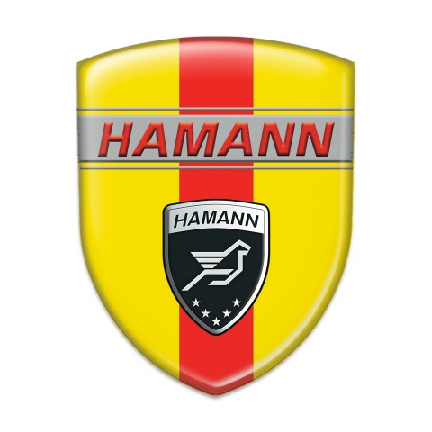 Hamann Logo Emblem Yellow with Red Band and Red inscription