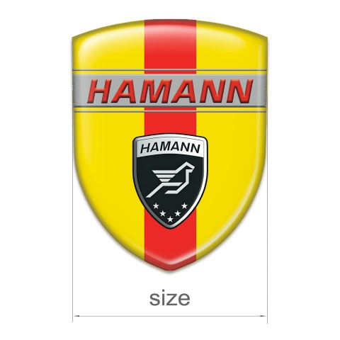 Hamann Logo Emblem Yellow with Red Band and Red inscription