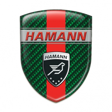 Hamann Silicone Car Decal Badge Green Carbon with Red Band and Red inscription