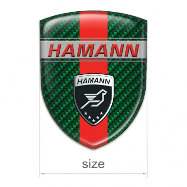 Hamann Silicone Car Decal Badge Green Carbon with Red Band and Red inscription