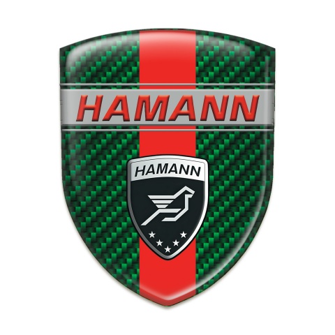 Hamann Silicone Car Decal Badge Green Carbon with Red Band and Red inscription