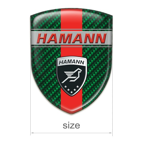 Hamann Silicone Car Decal Badge Green Carbon with Red Band and Red inscription