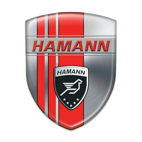 Hamann Emblem Badge Logo Silver with Red Tapes Background 