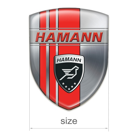 Hamann Emblem Badge Logo Silver with Red Tapes Background 