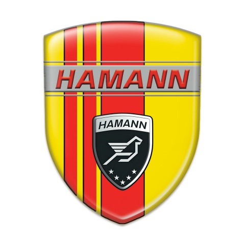 Hamann Domed Emblem Yellow with Red Tapes Background 